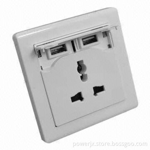 UK Plug Electric Decorative Switches and Socket with Dual-USB Port, Sized 86 x 86mm